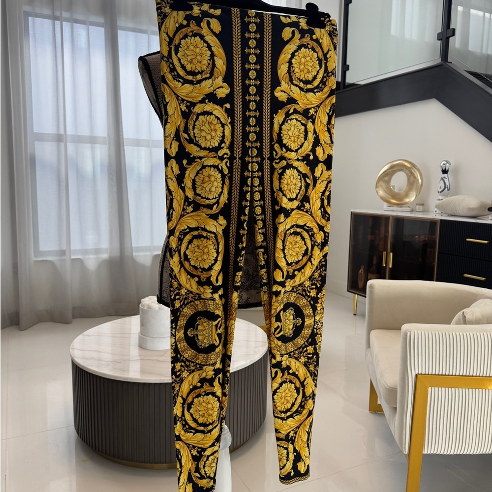Versace Gold Black Leggings SS 1992 reissue 2022 Baroque collectors edition